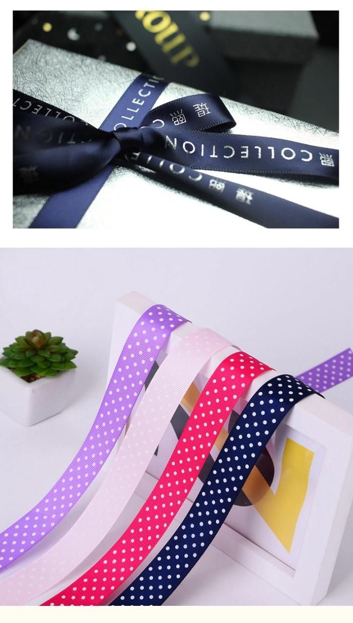 Professional Supplier Kinds of Christmas Ribbon Printing Polyester Ribbon Wedding Decorative Ribbon Gift Box Packaging Printing Hot Gold Ribbon