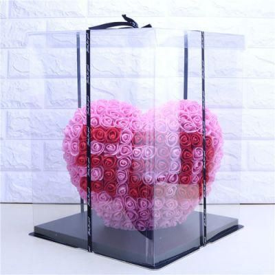 Factory Price Direct Shipping Free Hot Rose Heart Box Acrylic Rose Box Heart Shape Foam Rose Heart