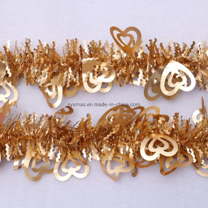 Metallic Gold Color Pet Christmas Tinsel Garland Christmas Decoration