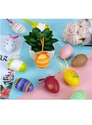 4PCS Promotion Cheap Price Easter Day Hanging Plastic Eggs with Ribbons
