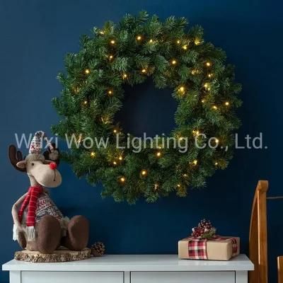 Plain Wreath with 50 Chasing LED Lights &amp; Timer Function
