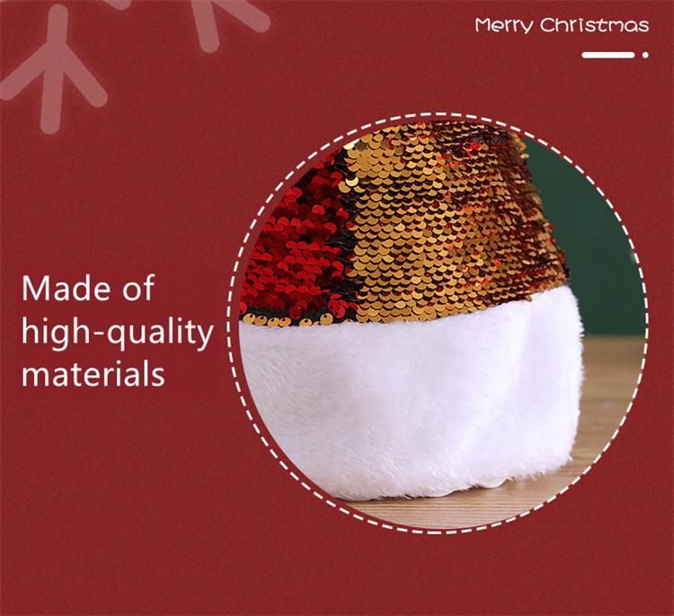 Wholesale Santa Hat Handmade Wool Ball Christmas Decoration Bulk Christmas Hats Pet Sequins Party Costume Hats for Adults