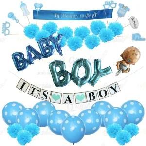 Umiss Paper Fans It&prime;s a Boy Letter Banner Baby Shower Decoration