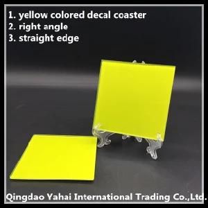 4mm Yellow Colored Glass Coaster