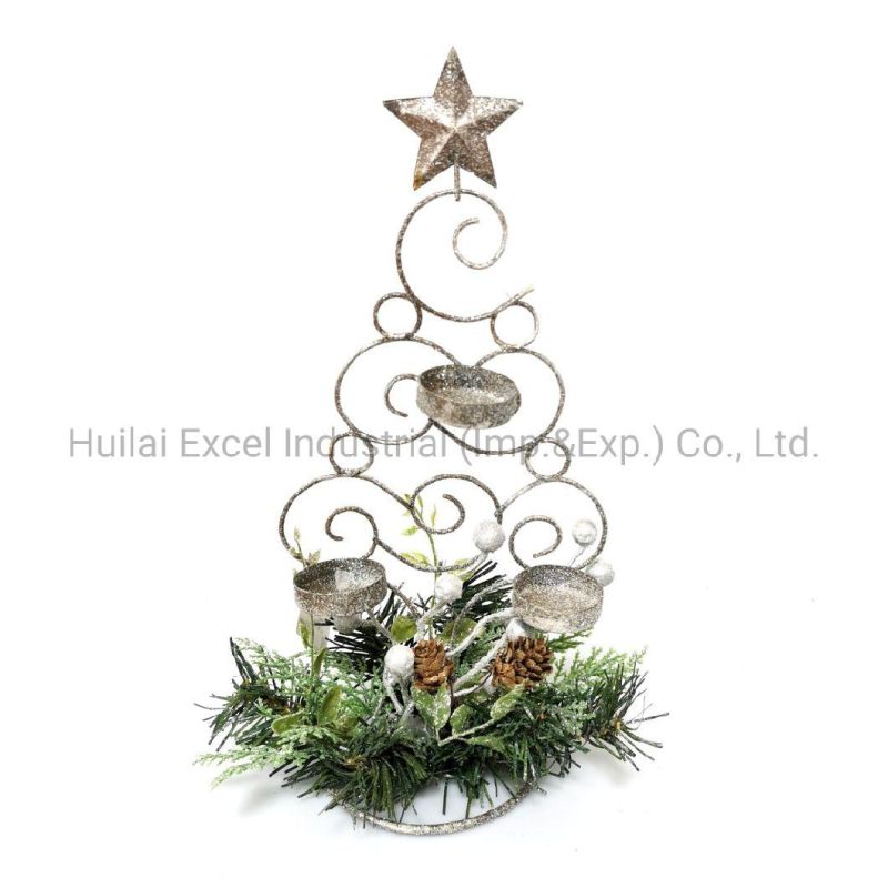 Christmas Decorations Wire Candlestick Christmas Candle Holder Artificial Ornament Candleholder