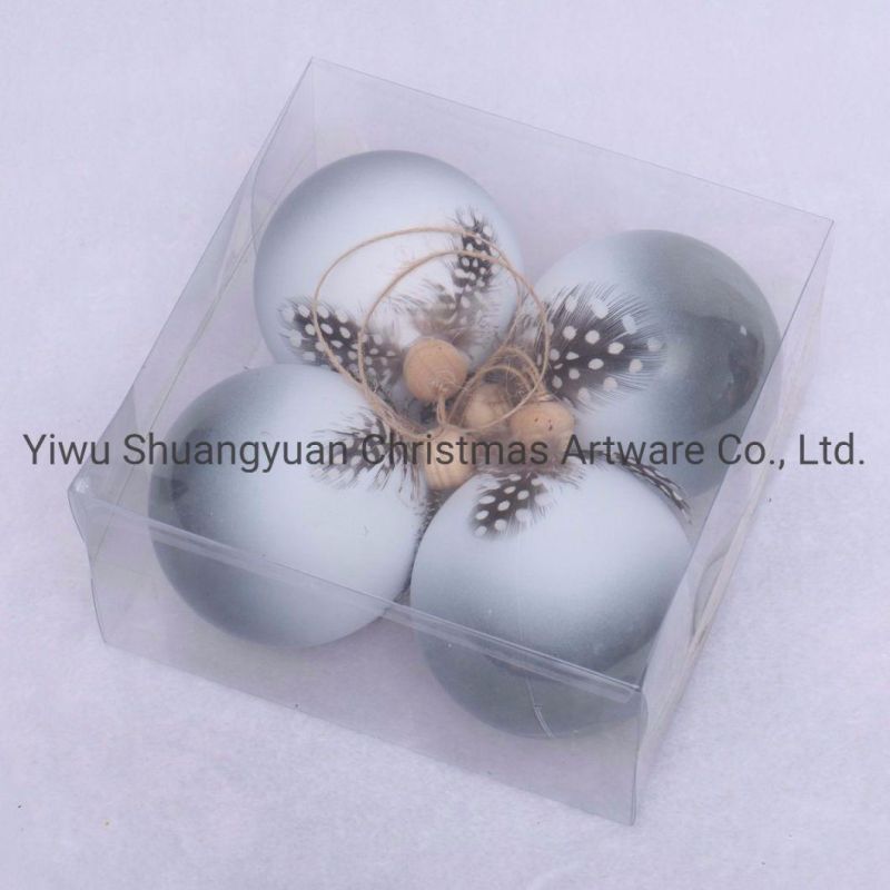 8cm Personalized Shiny Grey Plastic Christmas Balls Christmas Ornament Balls