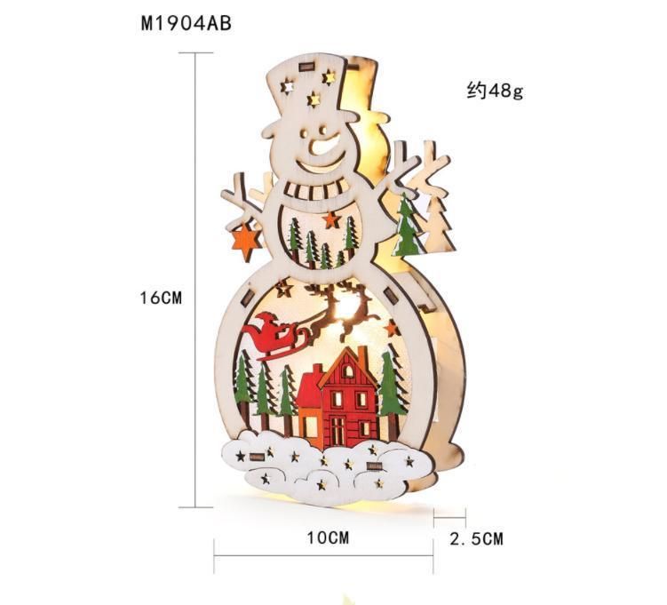 Cross-Border New Santa, Snowman, Wooden Lighting, Shopping Window Decoration, Props, Supplies, Children′ S Gifts Ornaments