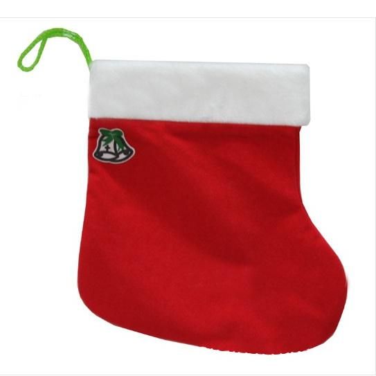 Factory Whole Sales Kinds of Xmas Socks with Velvet Woven Material Silk Printing Embroidery Logo Bronzing Logo and Heat Transfer Printing