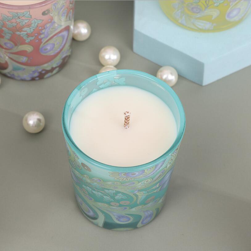 Wholesale Luxury Flower Print 8oz Empty Glass Candle Jars for Bulk