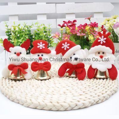 Party Christmas Tree Decoration Santa Claus Moose Snowman Crafts Handmade Pendant Christmas Metal Bell Jingle Bells