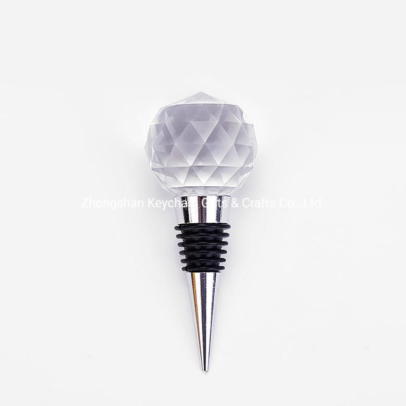 Promotion Gifts Cheap Round White Crystal Wine Stopper with Box