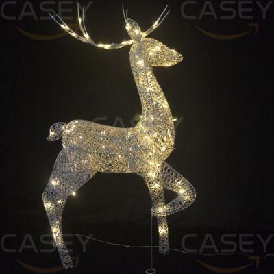 Outdoor 3D Sled LED Light Decoration China Christmas Plush Animals Reindeer Motif Light