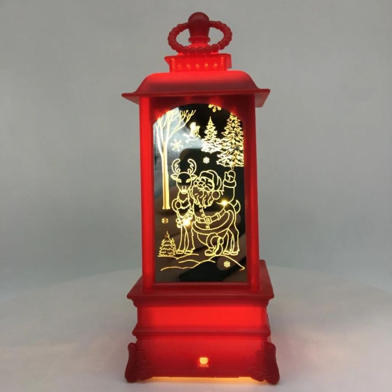 Medium Christmas Glass Lens Square Wind Lamp Water Flood Wind Lamp Christmas Decoration Santa Claus LED Electronic Lamp