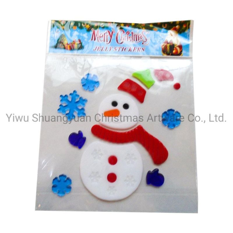 Cute Snowman Shaped TPR Christmas Jel Sticker Jelly Sticker Christmas Window Sticker Door Sticker Fridge Sticker Toilet Sticker Wall Sticker