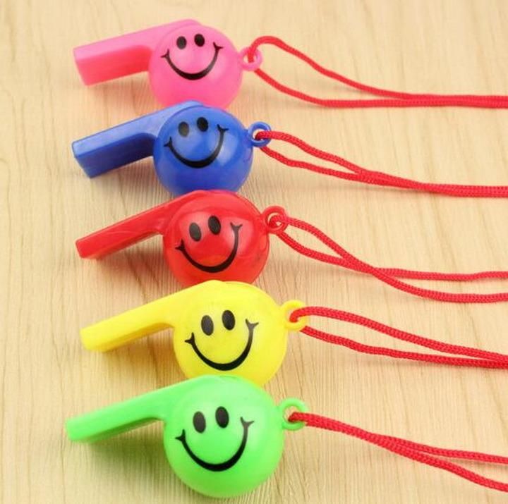 Cheer Props Colorful Plastic Smiling Face Football Whistle