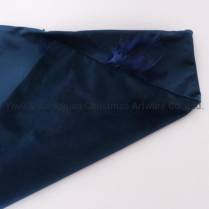 New Design Christmas Bolster Pillow with Feather for Holiday Wedding Party Home Decoration Hook Ornament Craft Gifts