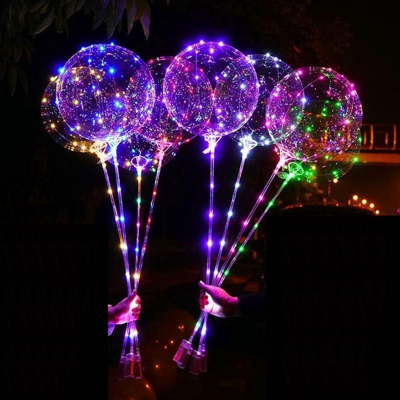 Color LED Bobo Bubble Light Glow Transparent Clear Balloon