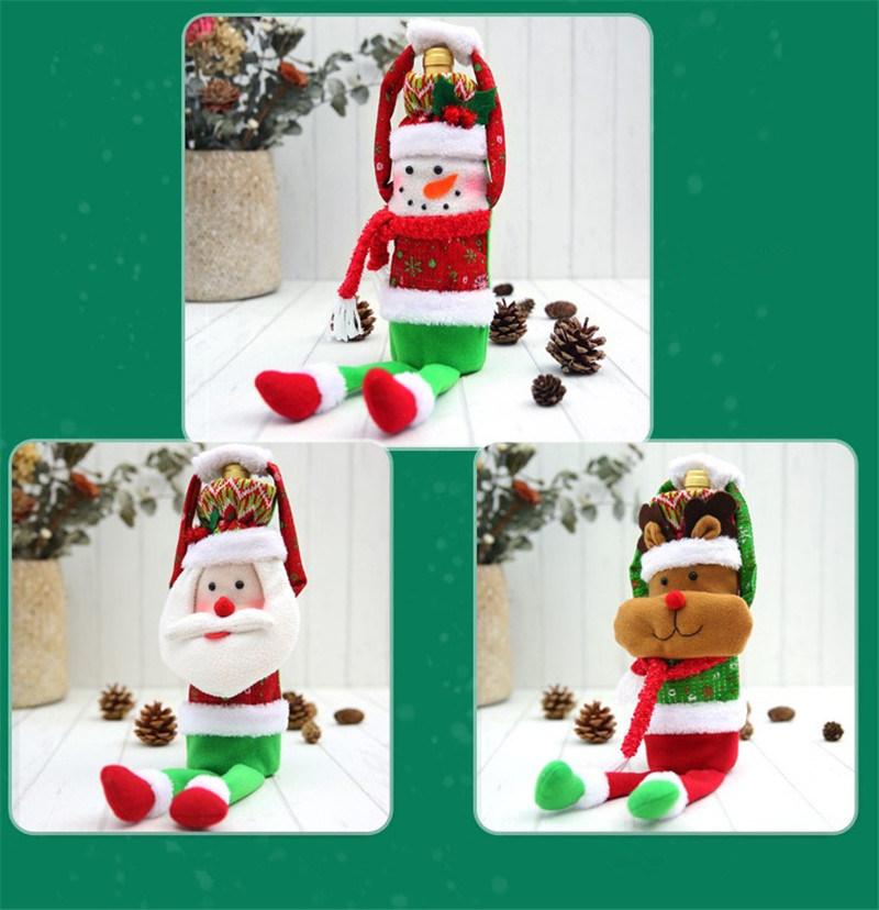 Wine Bottle Cover Christmas Decorations Snowman Stocking Gift Home Decorations