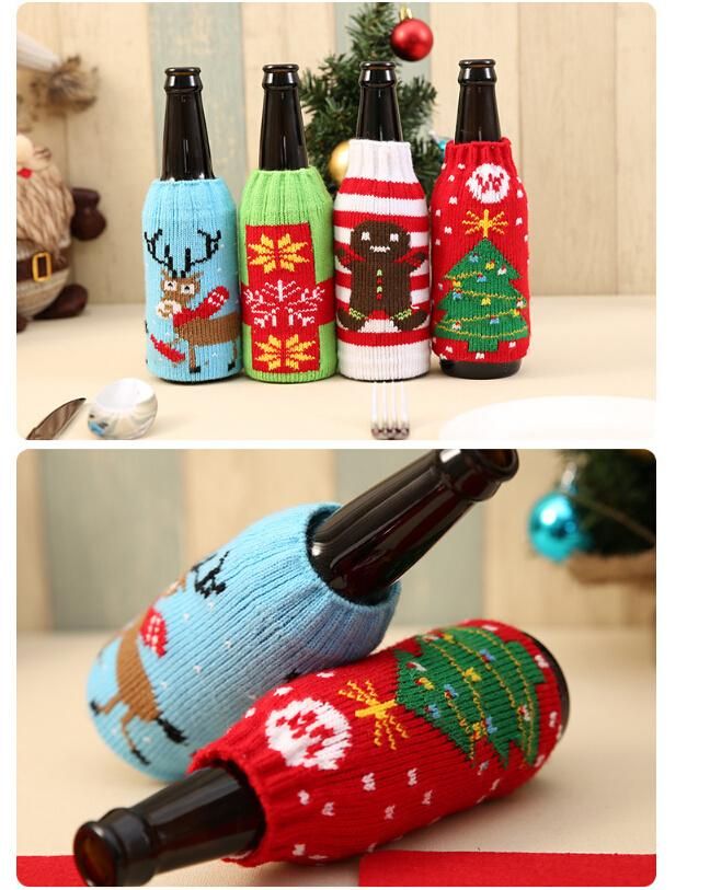Christmas Festival Decorative Bottle Clothing, Christmas Red Wine Bottle Cover, Clothing Wine Bottle Gift Cover