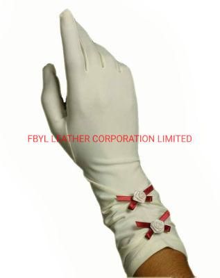 Classic Longer Satin Gloves with Ribbon Decoration (JYG-29302)