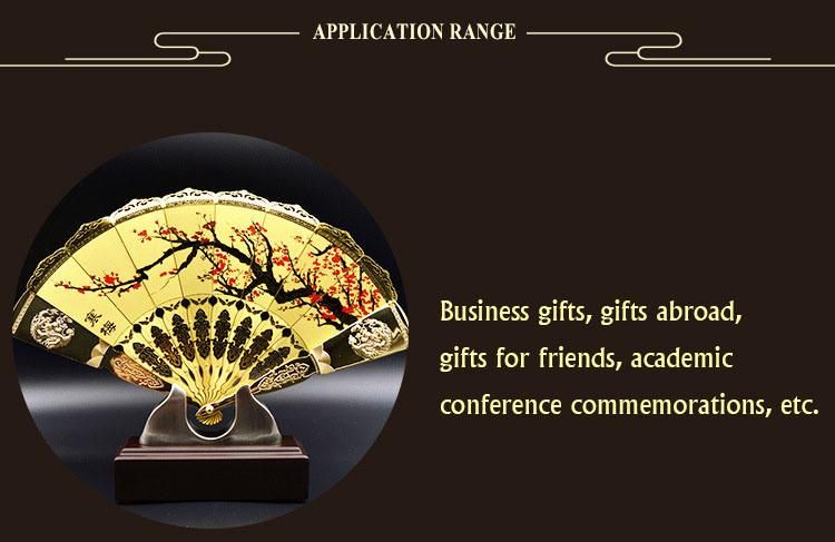 Custom Foldable Chinese Metal Gold Handfan Hand Held Fan for Gift