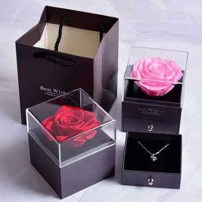 Preserved Roses in a Box, Red Real Roses Romantic Gifts for Her Mom Wife Girlfriend Anniversary Mother&prime;s Day Valentine&prime;s Day Christmas