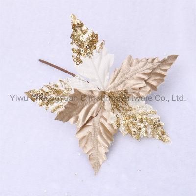 Christmas Flower for Holiday Wedding Party Decoration Supplies Hook Ornament Craft Gifts