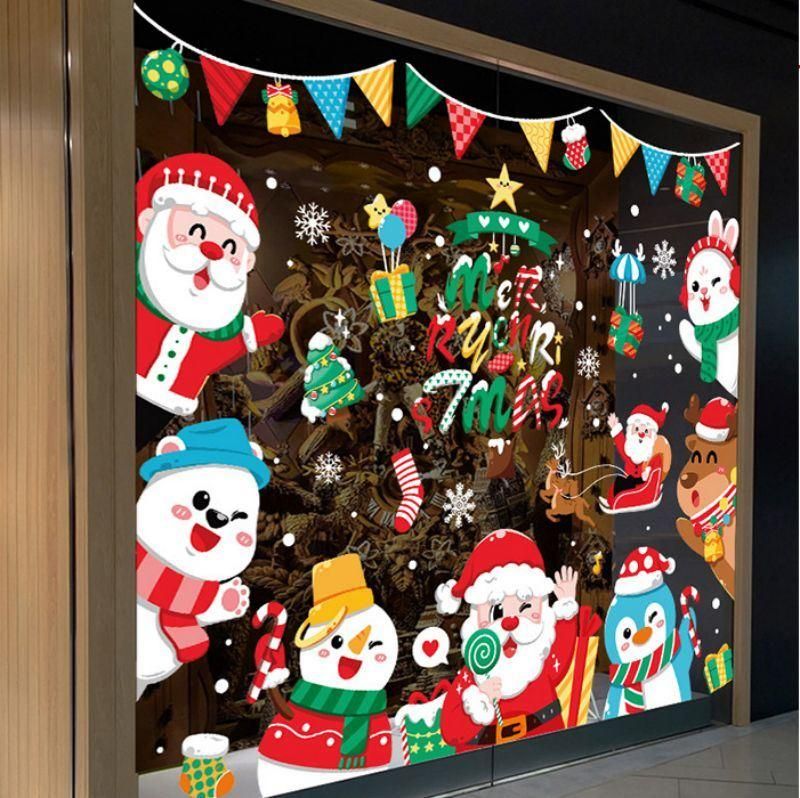 Christmas Shop Window Decorative Wall Glass Static Stickers