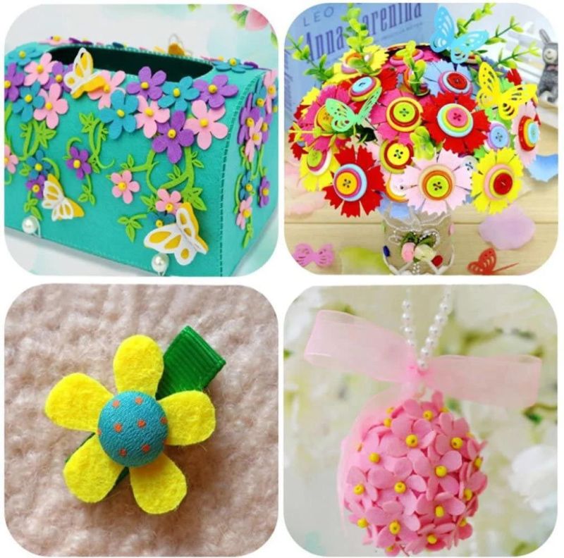 23468-23474 36PCS Colorful Designs Wooden Box Wool Felt Craft Decoration Shapes with Animal Loving Heart