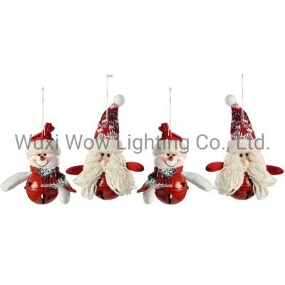 Santa Snowman Hanging Christmas Tree Decorations Red/Grey 13 Cm Set of 4 - Red