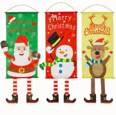 Christmas Decorations Banners Santa Deer Background Hanging Flag Banner