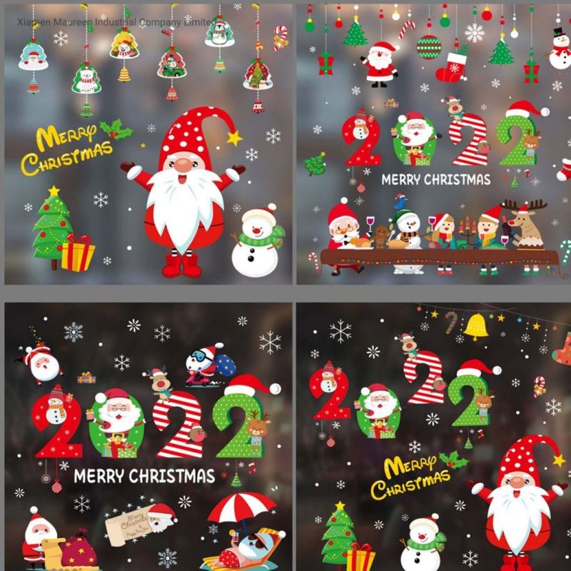 Christmas Ornaments 2022 Latest Decoration Waterproof and Anti-Static Window and French Door Glass Plastic Paste