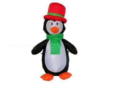 4FT Christmas Penguin with Gentleman Hat Inflatable Indoor Outdoor LED Yard Decoration