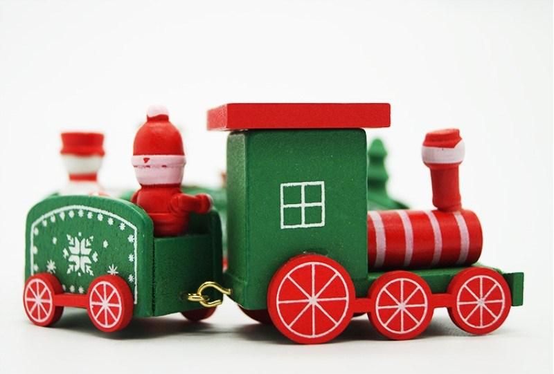 Kids Christmas Train Toys Gift Wood Cute Xmas Train