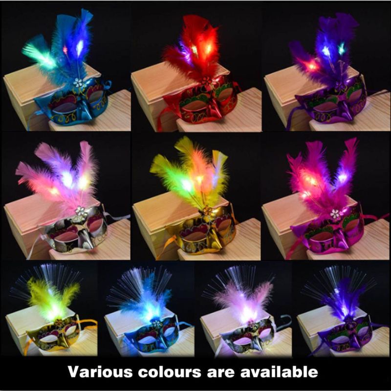 Party Mask LED Fiber Dance Princess Feather Mask