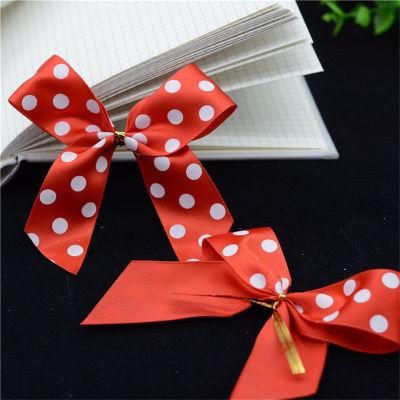 Print Logo Satin Ribbon Bow with Wire for Candies