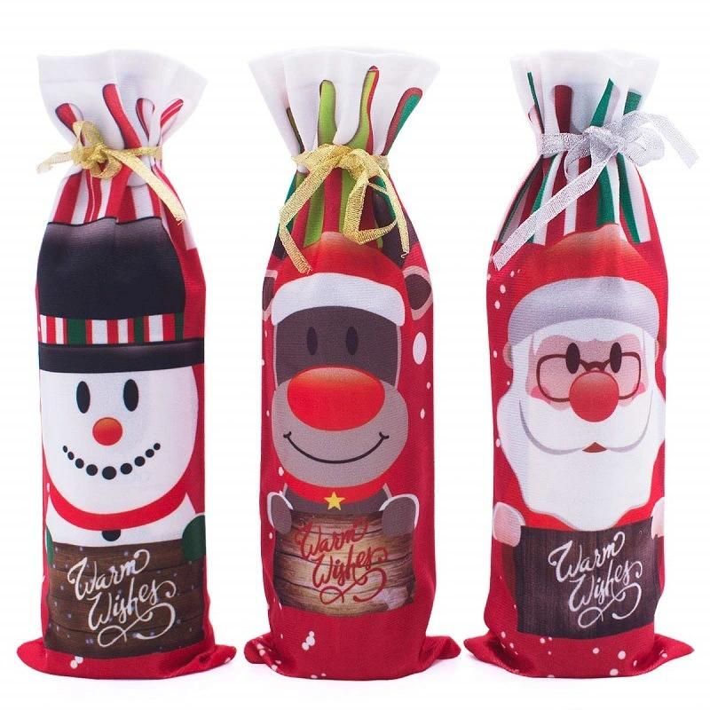 Christmas Wine Bottle Cover Decorations for Home Table Decor Xmas