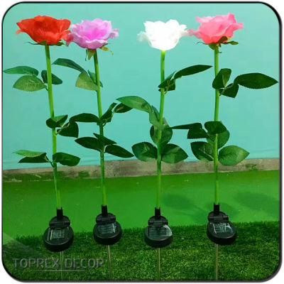China Factory ODM OEM Outdoor Garden Decorative Party Items Rose Lily Rose Calla Lights with Solar Panel