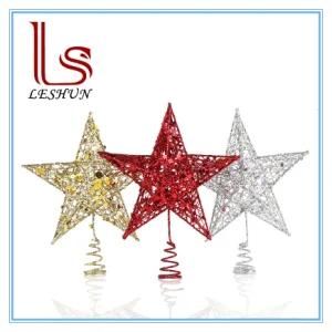 Christmas Tree Ornament Metal Christmas Tree Top Star for Christmas Decoration Supplies