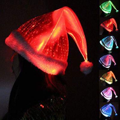 RGB Lights Christmas Cap Fiber Optic Luminous Christmas Hats
