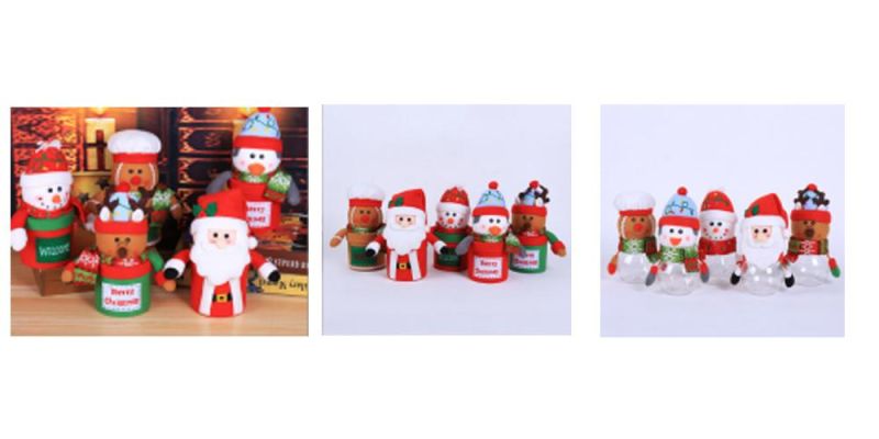 Christmas Decorations New Grid Creative Cartoon Three-Dimensional Gift Candy Box Round Five Star Doll Candy Jar