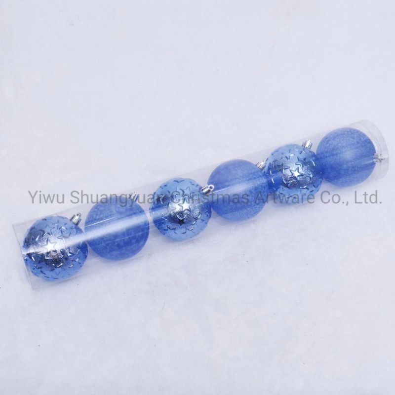 2021 Popular Ice Blue Star Pattern Ball for Christmas Party Home Decoration