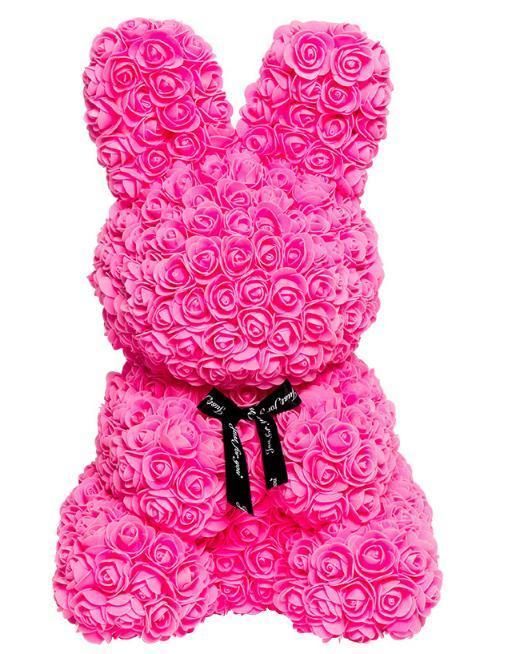 Amazon Hot Sale colorful 42cm High Foam Rose Flower Rabbit for Valentine Gift