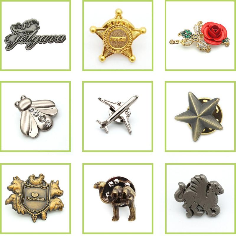 Custom Logo Flower/Animal Metal Lapel Pin Badge No MOQ