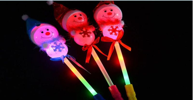Christmas LED Light up Sticks Snowman Flashing Wand Luminous Toys