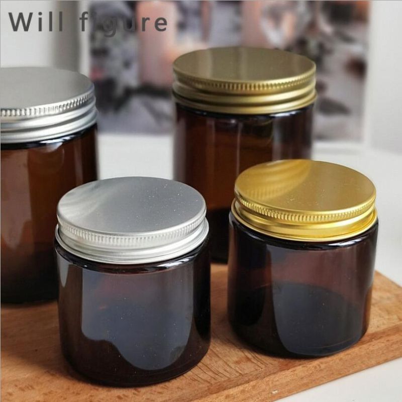 Wholesale Candle Bottle Brown Amber Frosted Wide Mouth Cylinder Glass Candle Jar