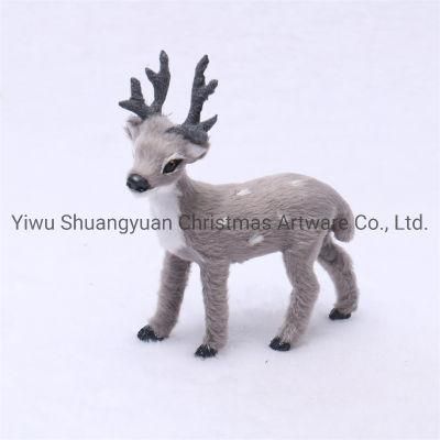 Grey Christmas Small Deer Doll Home Shop Window Showcase Fireplace Mantel Decorations