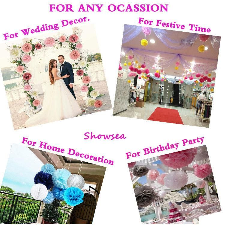 Birthday Wedding Party Baby Shower Decorations 14in 16in 18in 20in Green, Blue Pink Flower Balls Assorted Colors Tissue Paper POM Poms