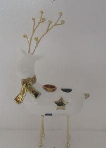 Ceramic Decoration Deer with Gold Color Scarf Decor for Christmas