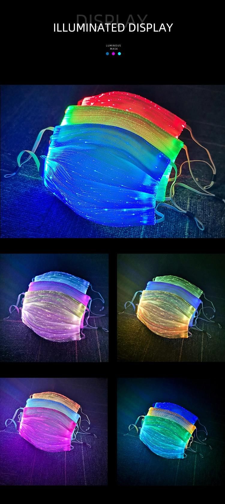 Popular Luminous LED Light up Rave Mask Christmas Fiber Optic Mask